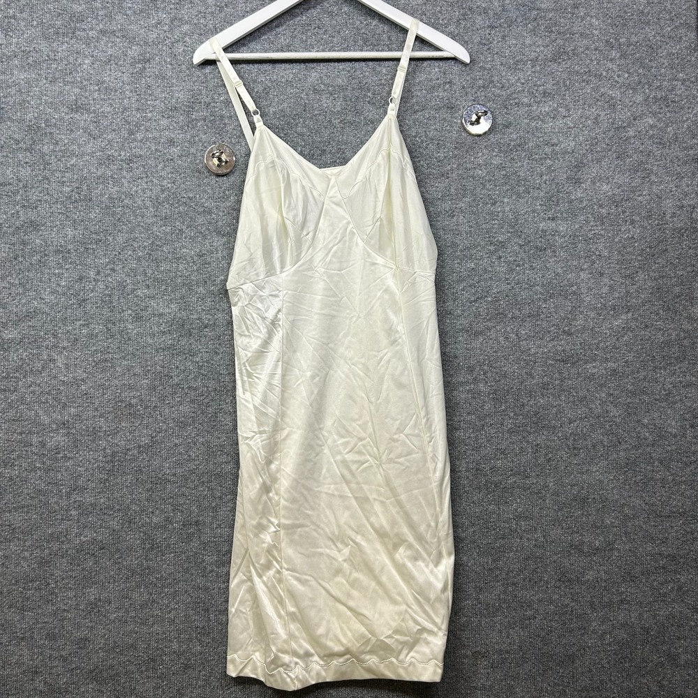 VTG Sears Shadow Panel Daywear Full Slip White Antron III Nylon Dress - 36 NWT